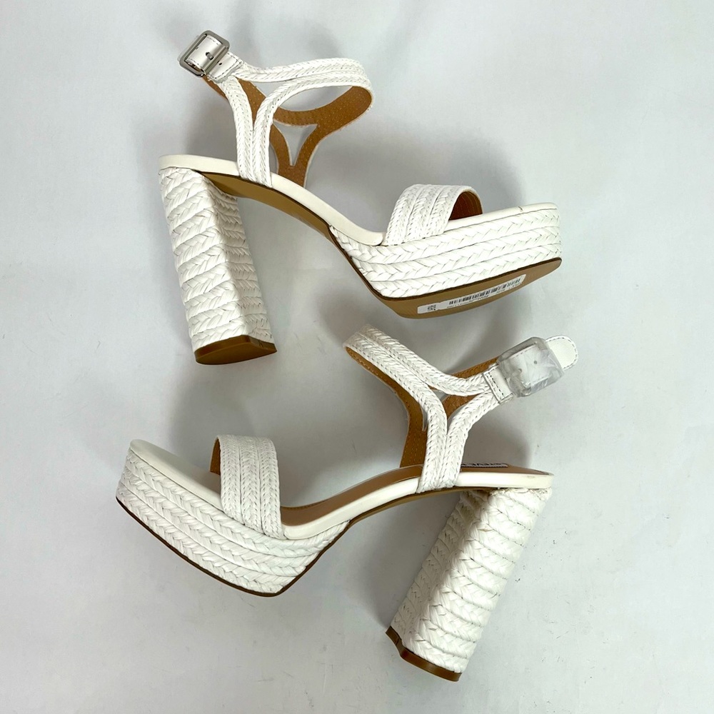Steve Madden Lombardo White Jute Platform Sandals - Picture 7 of 9
